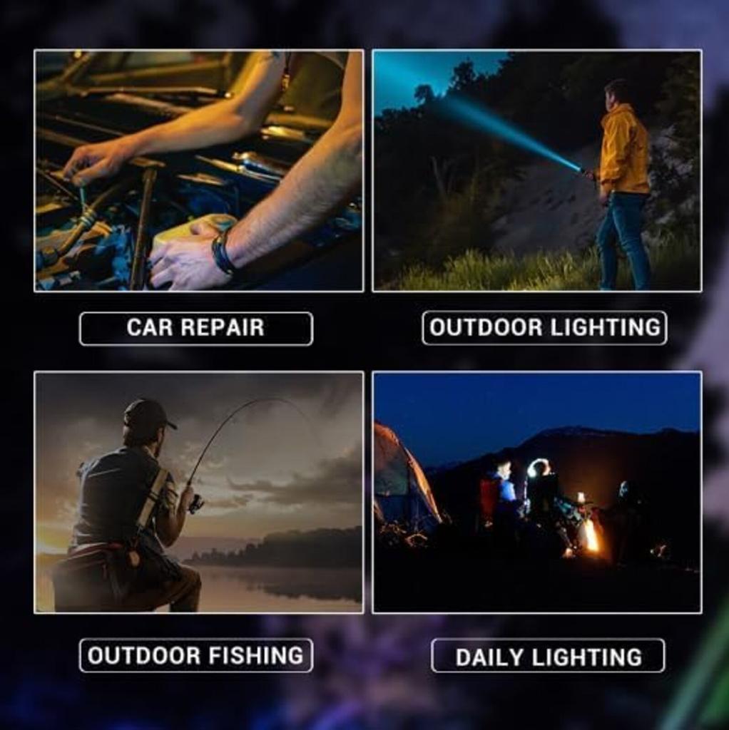 White Telescopic Zoom Strong Light Flashlight For Home And Outdoor Long-range Red And Blue Side Lights LED Flashlight