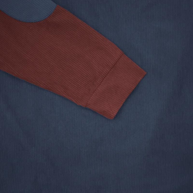 2025 Мужская европейская вельветовая толстовка с рукавом реглан: Повседневный, свободный, воротник-стойка, длинные рукава для верхней одежды на весну/осень