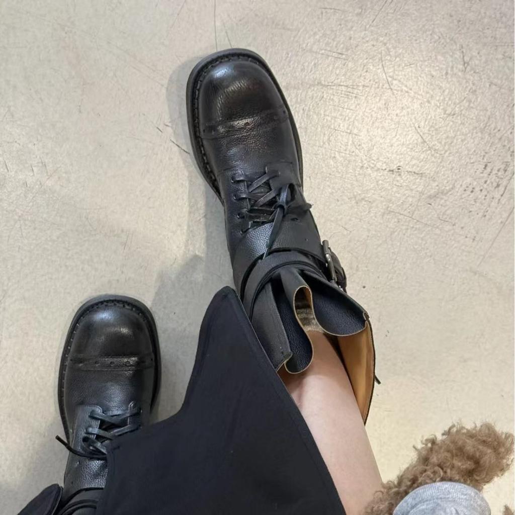 Мода Новый Стиль Кожаная Пряжка Ремня Рыцарские Сапоги Женские Модные Массивный Каблук Платформа Все Подходит Ботильоны Женская Повседневная Обувь