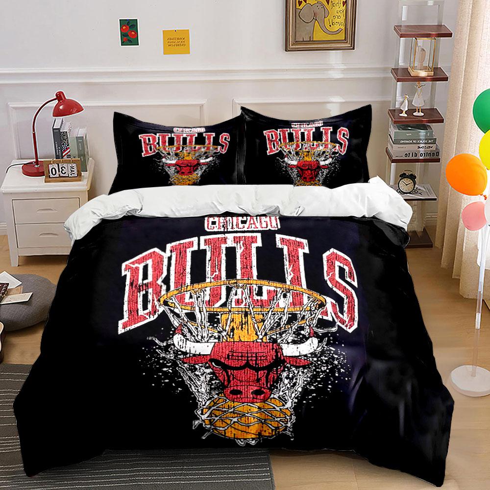 Red Bull Basketball Print Set Bedding Duvet Cover Set Duvet Cover Pillowcases (1*Duvet Cover 2*Pillowcases, without duvet insert)