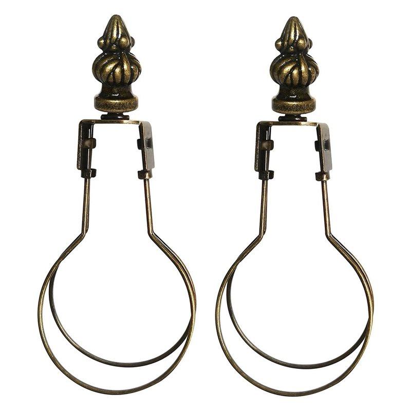 B02C-Brass Lampshade Adapter Clip On For Light Bulb Clip Includes Decoration Finial, Spring Clip For Light Bulb