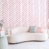 VEELIKE Easy-Stick Wallpaper Stickers, Pink Herringbone Pattern, White, Peelable Wallpaper, Wall Stickers, Waterproof, Heat-Resistant, Thick, Opaque P