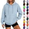Women's Fashion Casual Solid Color Pocket Long Sleeve Hoodie