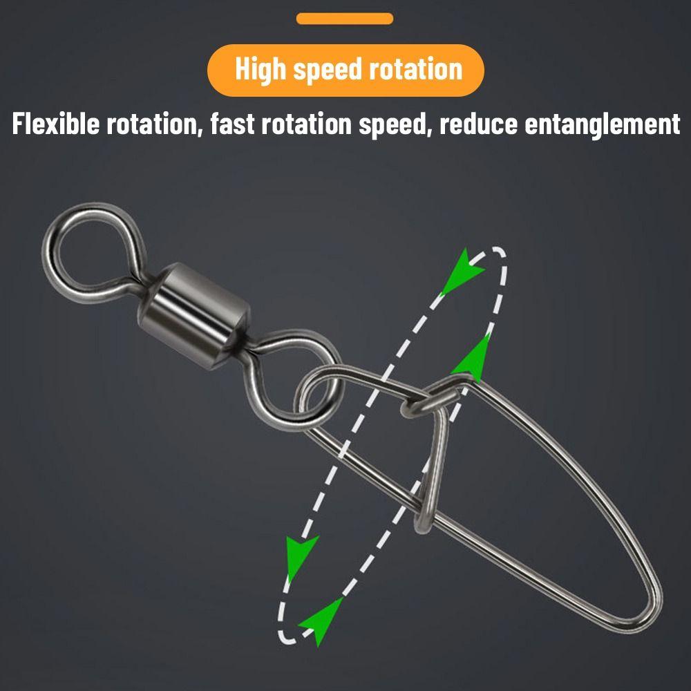 Stainless Steel 1#-8# Heavy Duty Ball Fishing Snap Connector with Pin Bearing Barrel Rolling Swivel