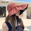 Women Summer UV Protection Wide Brim Panama Hat Bucket Hat Sun Cap Sunshade Hat Beach Cap