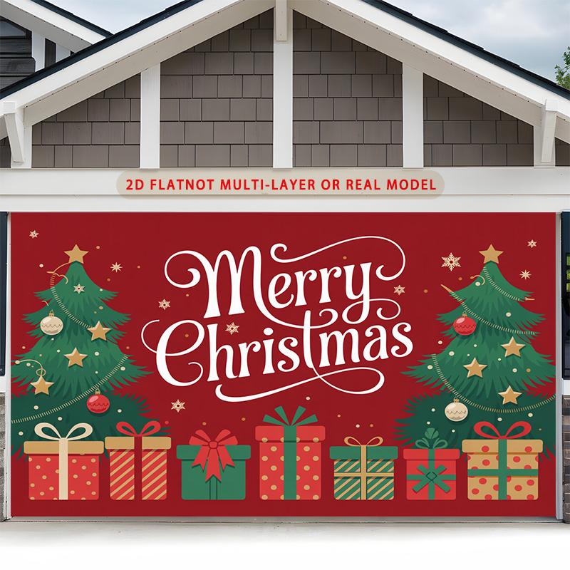 Party Backdrop Christmas Flat Festive Merry Trees Multi Layered Celebrations Event Photo Background Front Door Decor