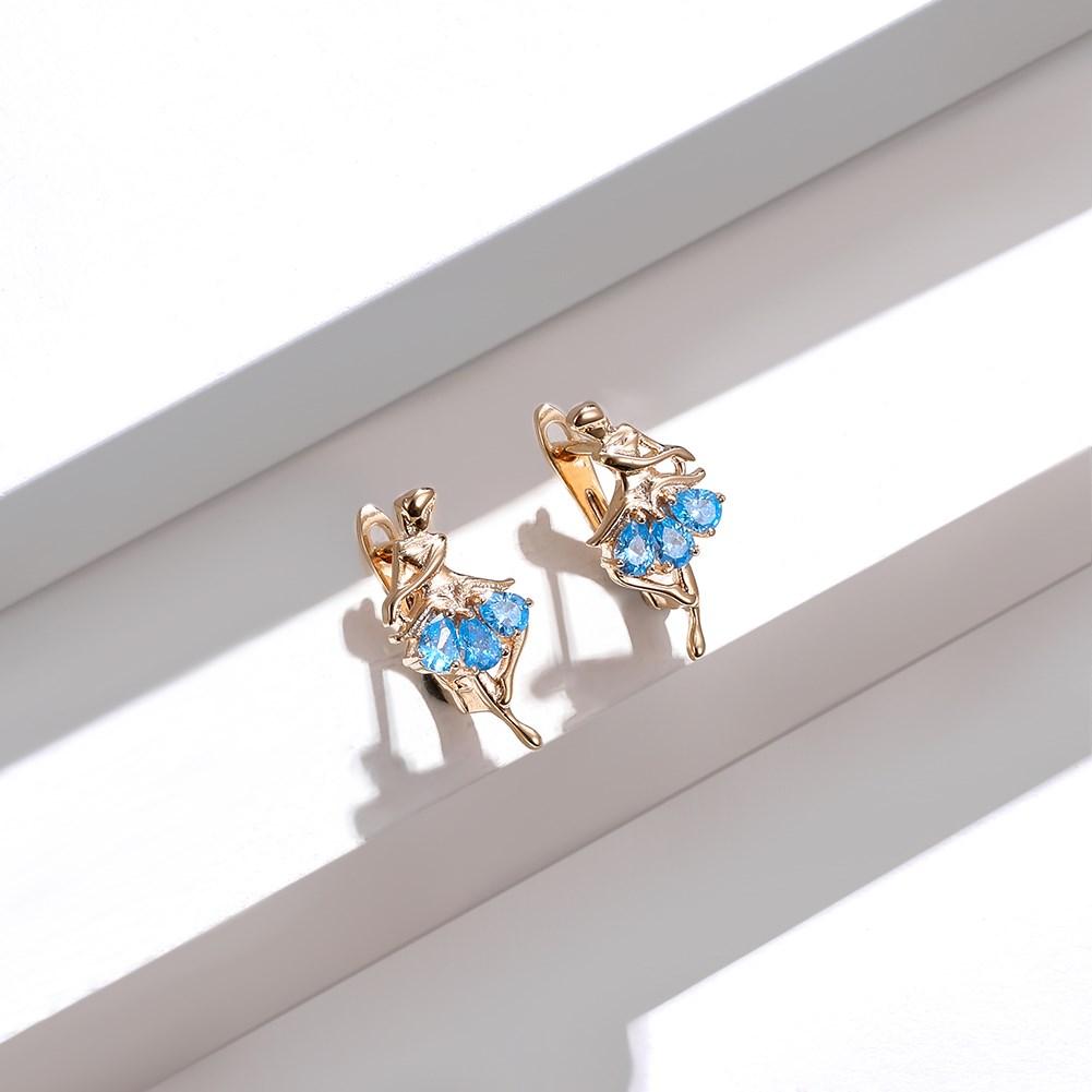 Umcho Stylish Drop Blue Zircon Earrings with Personalized Design Ballet Girl Earclasp