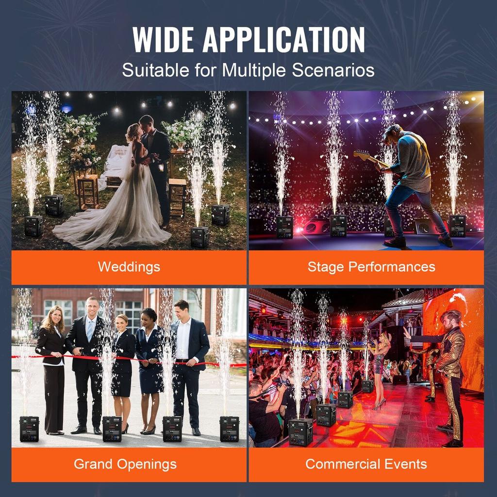 Cold Spark Firework Machine x4 500W 2-4M Stage DJ Wedding Event Party