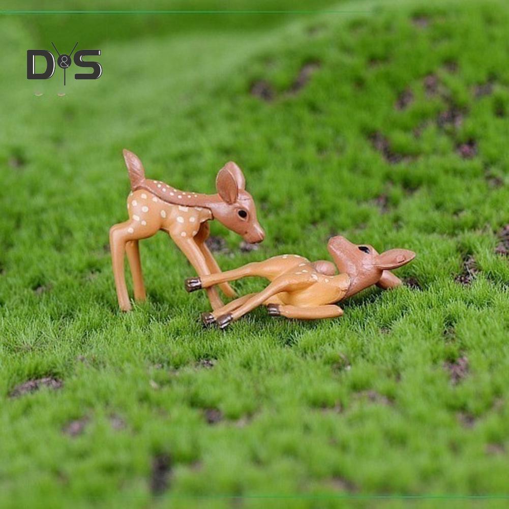 Lovely Couple Deer Mini Craft Micro Landscape Bonsai Garden Home Decor