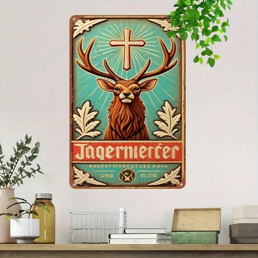 Винтажная металлическая жестяная вывеска Jagermeister Ретро алюминиевое настенное искусство Декор для домашнего бара