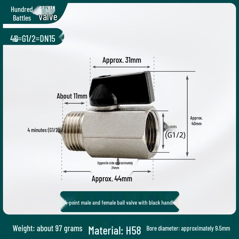 4-6 Point Copper Ball Valve: Internal/External Thread, Straight-Through Water Switch