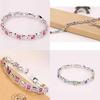 Fashion Jewelry Silver Plated Princess Cut Girl Elegant Crystal Bracelet Charm With Sparkling Geometric Design
