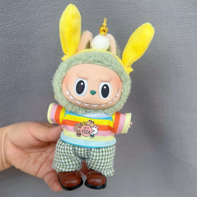 17cm Labubu Doll Clothes: Keychain Pendant Outfit with Skirt and Sweater for Parties