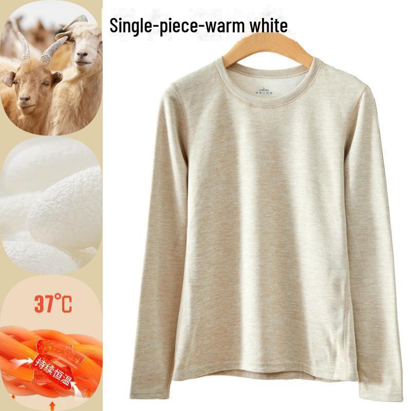 Комплект нижнего белья из шелка и кашемира для мужчин и женщин с круглым вырезом