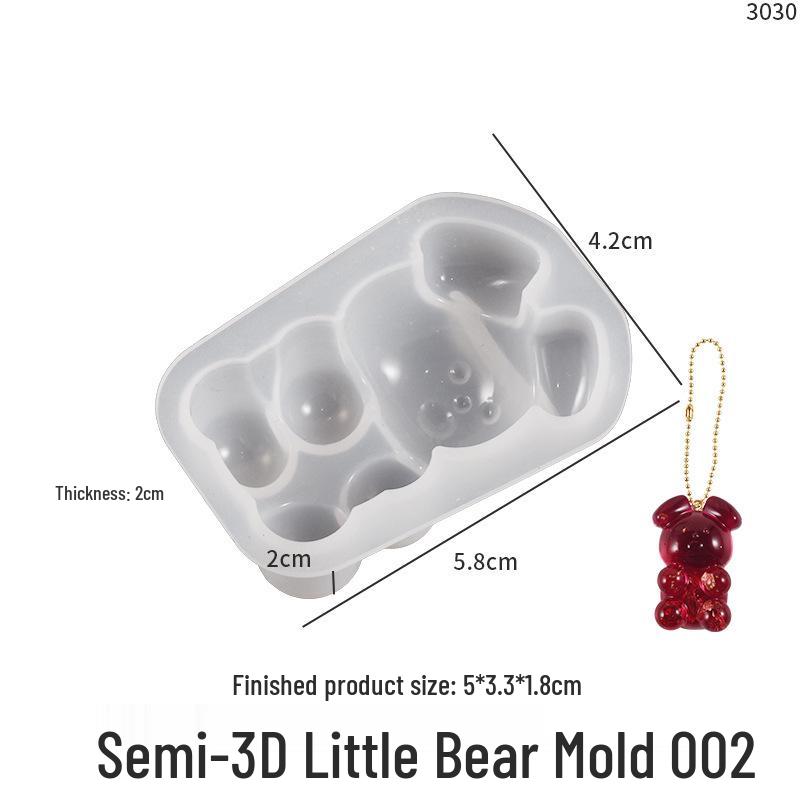 Poppy Drop Resin Mirror Little Bear, Rabbit, Mouse Silicone Mold for DIY Keychain Pendant