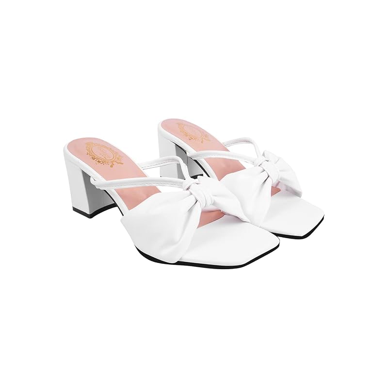 Shoetopia Женские и детские стильные модные сандалии на детальном ремешке с устойчивым каблуком /1296/Белый/UK4