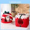 Pet Christmas Theme Cat Dog Bed Puppy Kitten Cozy Sleeping Nest Plush House Cave