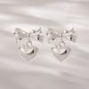 JEWNEL (1+1)Silver925 Pleated Ribbon Bold Heart Drop Piercing