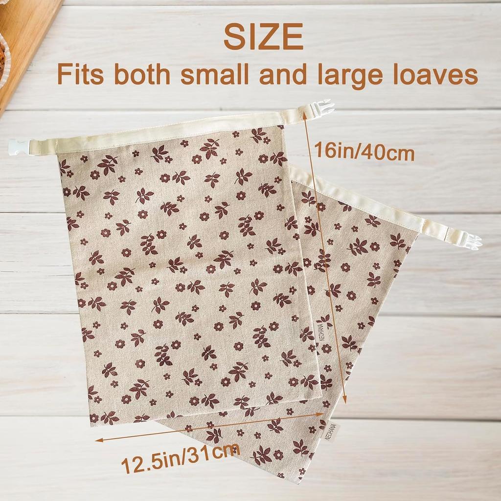 2 Pack Beeswax Bread Bags for Sourdough,Reusable Cotton Beeswax Bag for Homemade Bread,Freezer-Friendly Freshness Preservation Storage to Keep Fresh