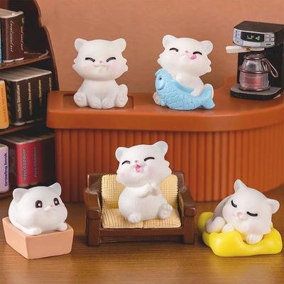 Фигурки животных Милые мини-фигурки кошек Поделки из смолы Статуэтка мультяшного кота Сделай сам Фигурки котят Миниатюрные украшения для сказочного сада