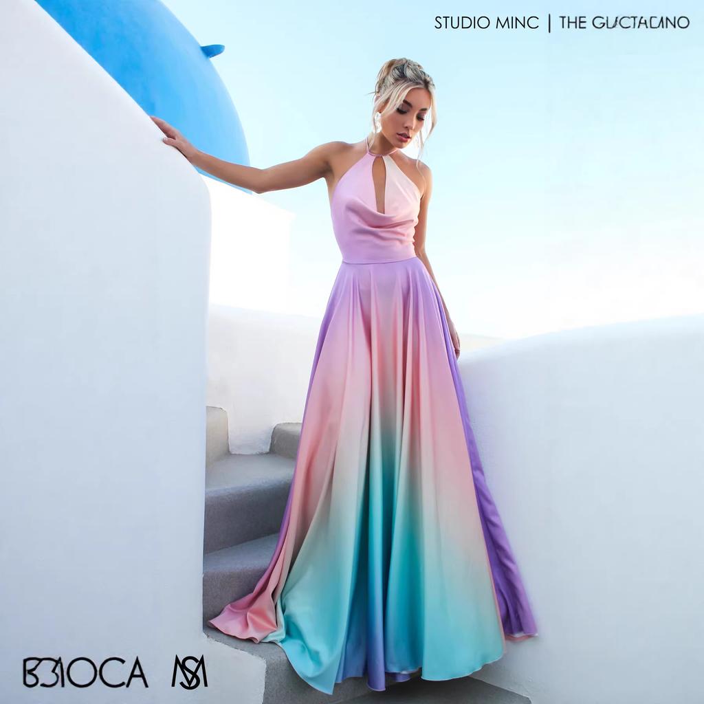 Новая женская одежда платье с маятником на талии с постепенным изменением цвета сексуальное платье с глубоким V-образным вырезом длинное платье женское