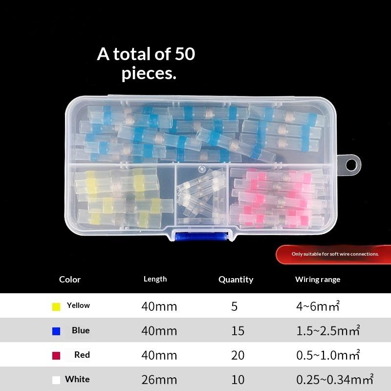 50/70/100Pcs Electric Copper Tape Solder Sleeve Waterproof Solder Seal Tin Ring Heat Shrink Butt Wire Connector Terminal