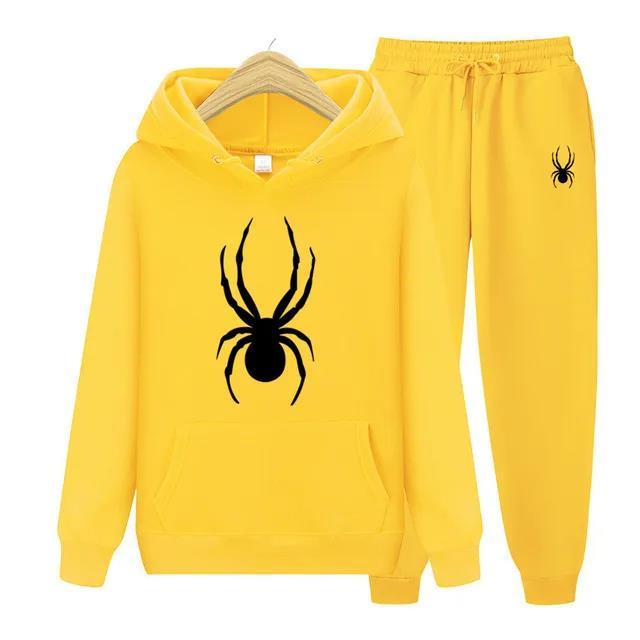 Весенне-осенний мужской костюм брендовая мода паук толстовка + брюки повседневный бег трусцой спортивная одежда 2 комплекта