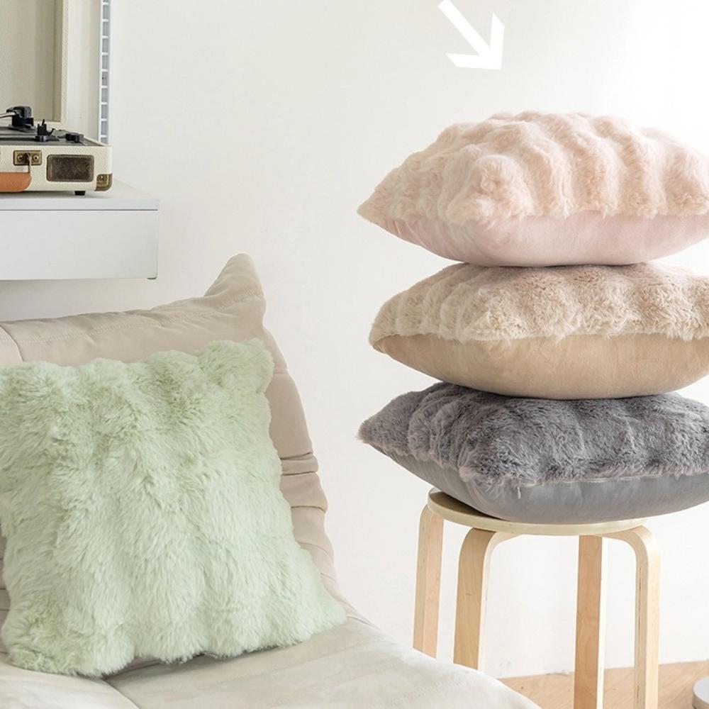 Плюшевая наволочка из искусственного кроличьего меха, теплая наволочка, простая наволочка для диванной подушки, домашний декор
