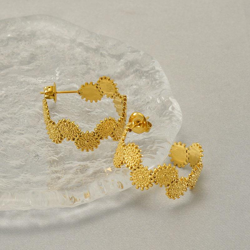 Серьги из нержавеющей стали с геометрическим точечным дизайном, стильные, винтажные, простые, из титановой стали с 18-каратным покрытием