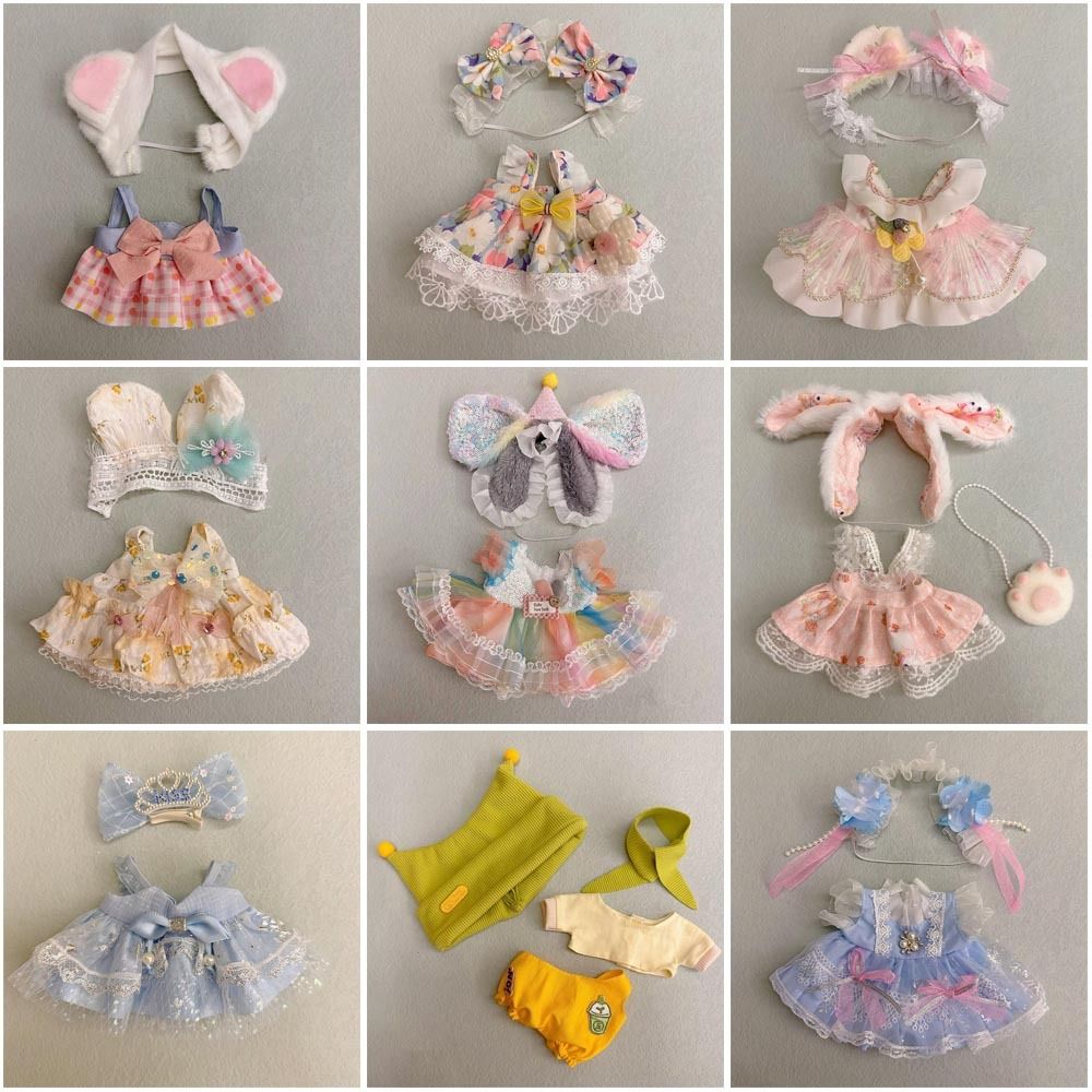20CM Doll Clothes Multicolor Hairband Suspender Gift Cap Dress Suit Cotton Stuffed Doll