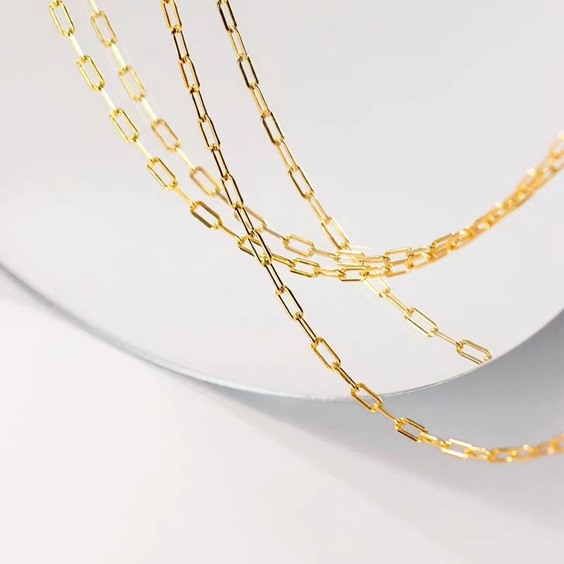 S925 Sterling Silver Square Chain Necklace Clavicle Chain Special-Interest Design Simple Stacked Necklace