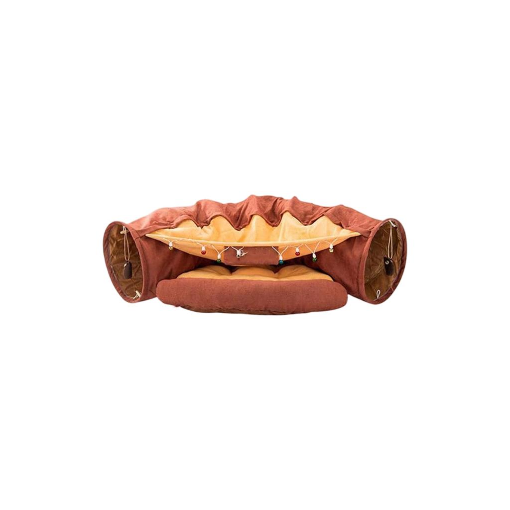 Всескладывающаяся кровать-тоннель для кошек: Многофункциональный игровой вольер для домашних животных в форме - с интерактивными игрушками для домашних кошек