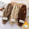 Autumn and Winter Children's Fleece-Lined Winter Sweatpants for Small & Medium Children Alpaca Fleece Cuffed Pants