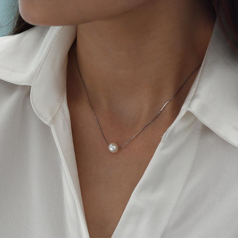 Ashiqi Real 925 Sterling Silver Cushion Ожерелья 7-8 мм Натуральный пресноводный жемчуг Ювелирные изделия для женщин Подарок