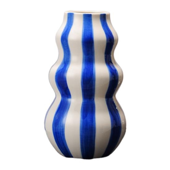 Изысканно изготовленная ваза, полосатый принт, круглая декоративная керамическая ваза, идеальный размер, художественная декоративная ваза, домашний декор