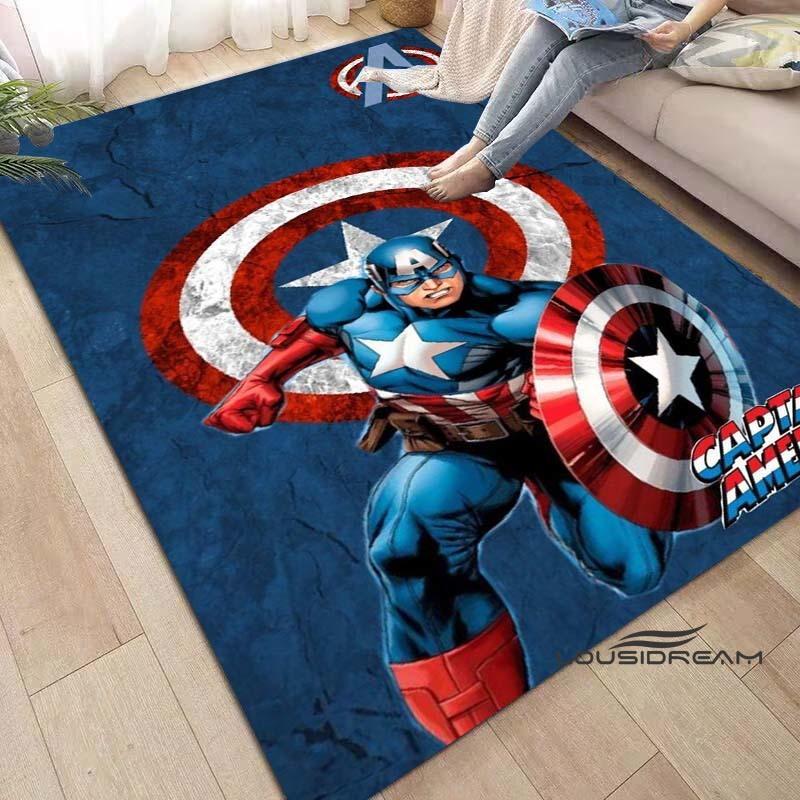 Captain America Cartoon-Themed Rug — Living Room Home Décor, Bedroom, Sofa & Doormat Accent, Children's Rug, Non-Slip Mat