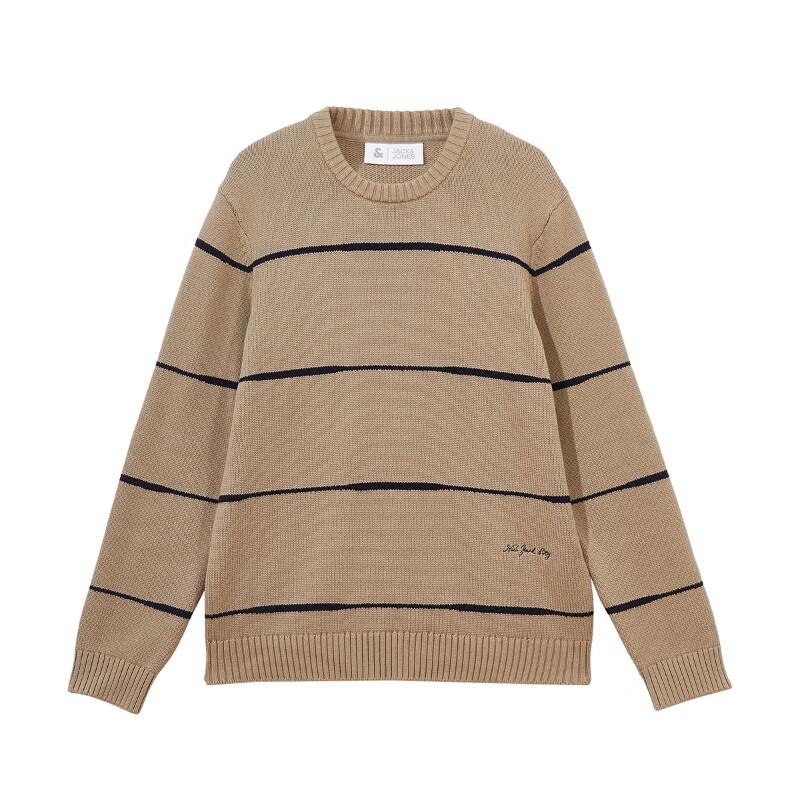 JACK&JONES Men's Striped Color-Block Knit Sweater