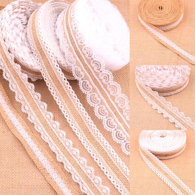 Швейные аксессуары, 1 метр, 25 мм, натуральная джутовая мешковина, гессенская кружевная лента с белой кружевной отделкой по краю, деревенское винтажное свадебное украшение, сделай сам