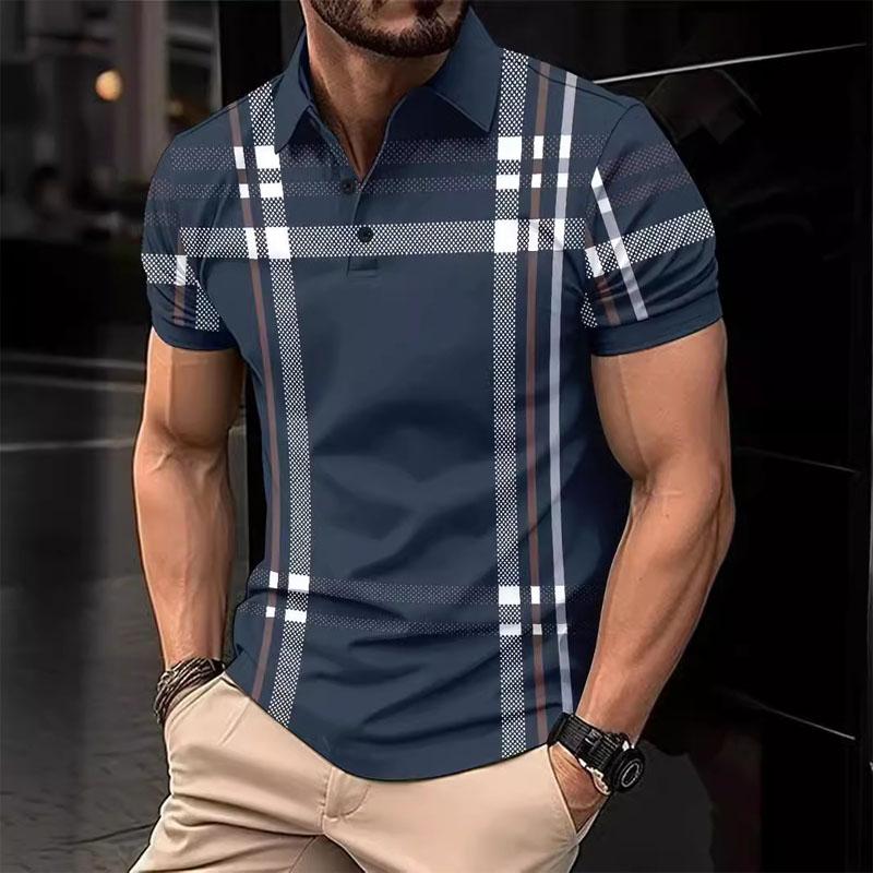 Summer New High Quality 2025 Amazon Cross Border Men's Digital Printed Short Sleeve Button Casual Polo Shirt