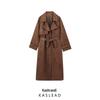 2024 Autumn Women's European & American Style Double-Button Lapel Trench Coat