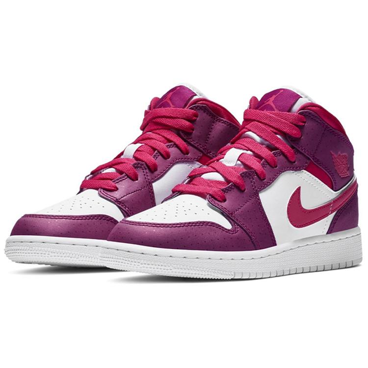 Jordan Детские баскетбольные кроссовки Air Jordan 1 Mid White Purple 555112-661