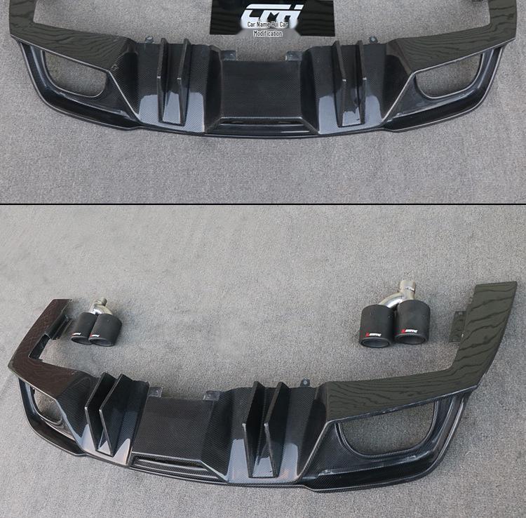 18-23 Ford Mustang AC Style Carbon Fiber Rear Lip Spoiler with Four-Outlet Body Kit