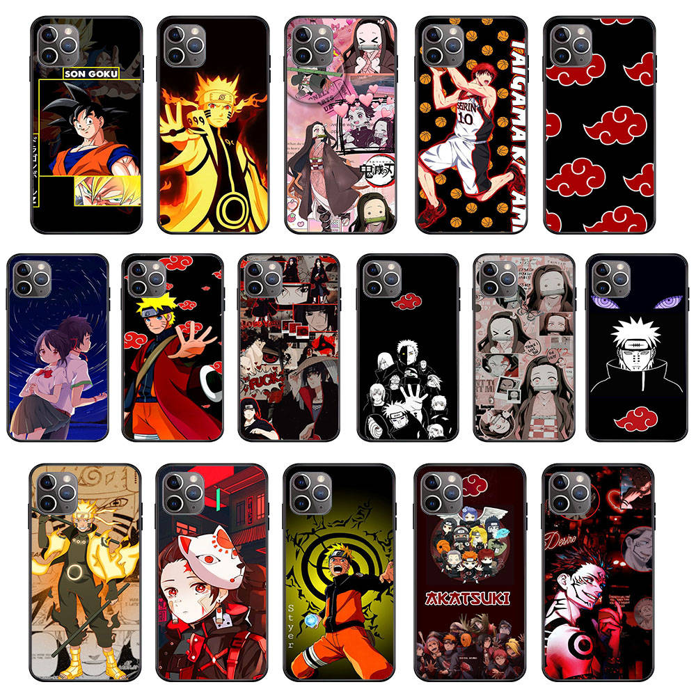 KK-2 Anime Naruto Soft Black Case for iPhone XR 14 15 11 12 13 6 7 8 X XS Pro Max Samsung S22 S23 S21 S24 FE Ultra S8 Plus
