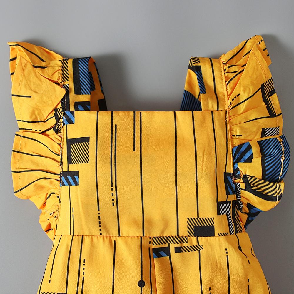 Одежда для маленьких девочек, комбинезон с рюшами и рукавами в африканском стиле бохо, одежда для детей 1-5 лет