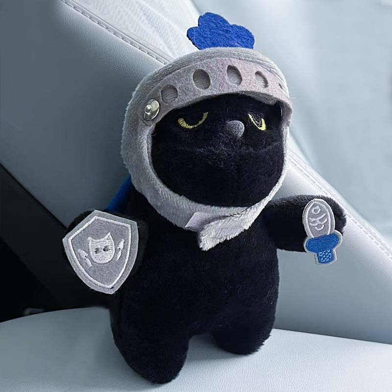 Cute Mini Version Plush Toy Keychain Small Q-Version Knight Cat Doll Plush Toy Cute Doll Backpack Pendant Gift Surprise