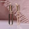 Rose Gold Color Hollow Earrings Artificial Zircon Long Drop Earrings Women Wedding Geometric Earrings