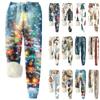 Женские модные рождественские спортивные свободные утолщенные теплые флисовые брюки с принтом