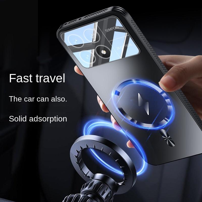 For Magsafe Case for POCO F6 Pro Matte Frosted Shockproof Lens Protection Phone Cover for POCO F6 Pro Wireless Charging Cases