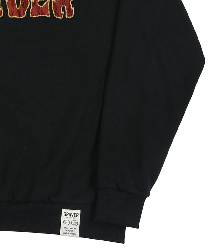 GRAVER [Unisex] Flame Logo Sweatshirt_Black