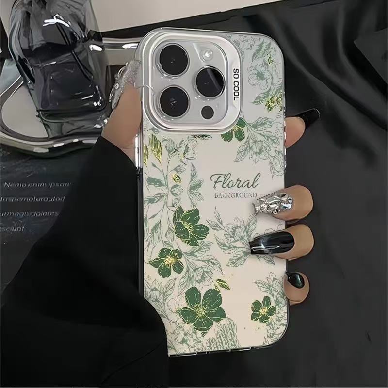 Романтичный цветочный узор Чехол для телефона Для iPhone 17 16 15 14 Plus 11 12 13 Pro Max X XR XS Max 17 Air Гальваническое Покрытие Жесткая Задняя Крышка